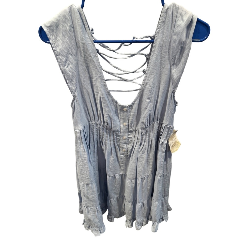 Altar'd State Light Blue Lace Up‎ Back Tiered Mini Dress Womens Medium